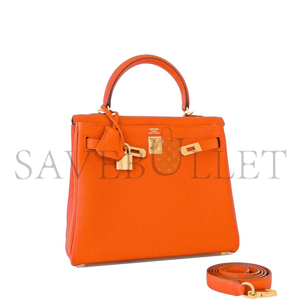 HERMÈS ORANGE KELLY 25 TOGO BAG (25*17*7cm)